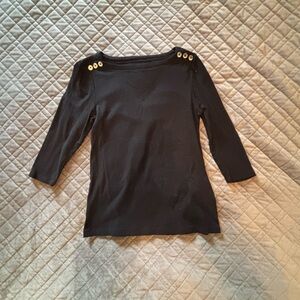 CLEARANCE! Black 3/4 Sleeve Top with buttons